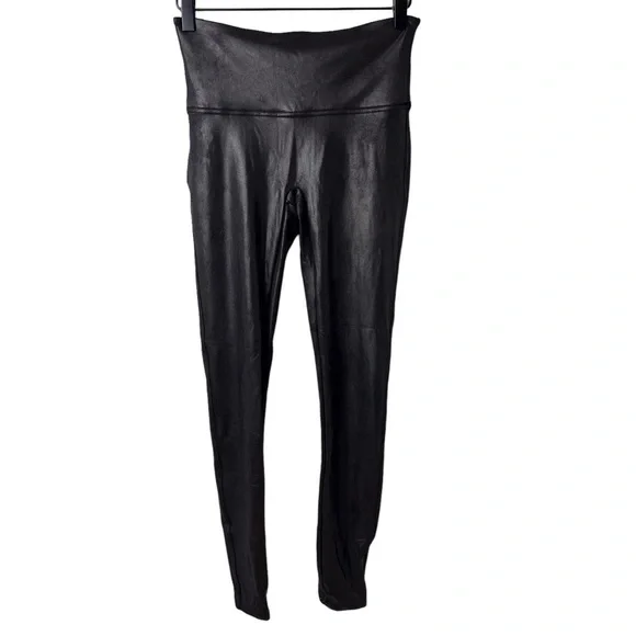 Spanx Faux Leather Leggings Black Size Small Contoured Waistband Shapewear 2437 - Picture 2 of 6